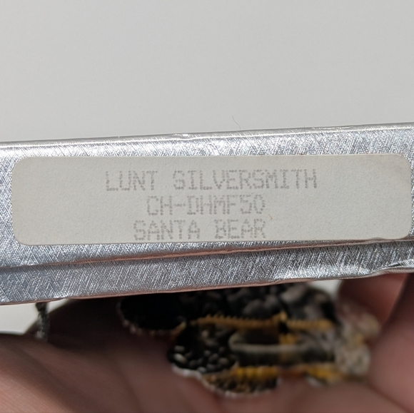 Vintage Lunt Silver Gold Tone Santa Bear Holiday Christmas Ornament - Picture 8 of 8